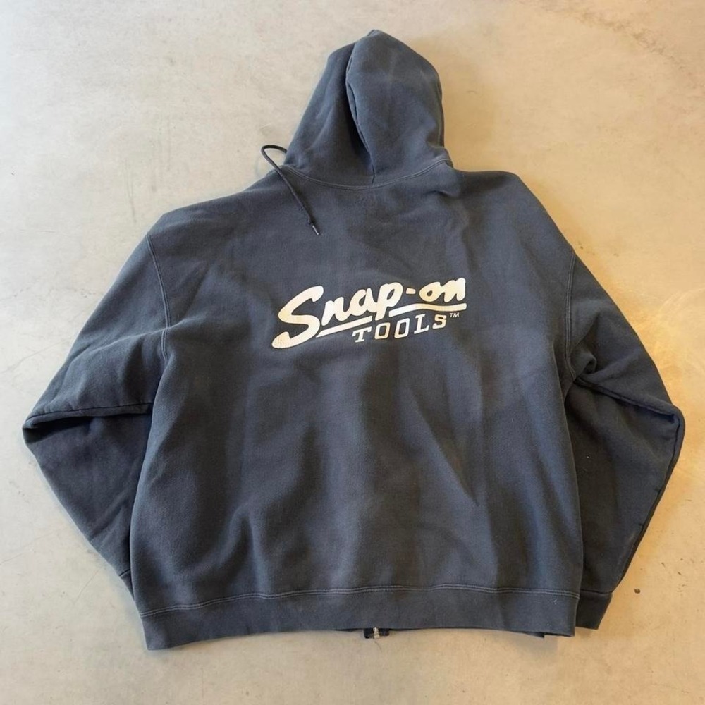 Vintage faded snap on tools black heavyweight zip up hoodie - Picture 2 of 5